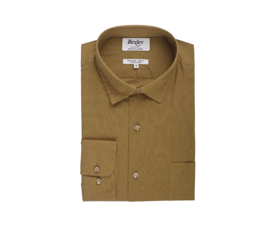 Chemise coton lin Kaki unie - SYLBERT