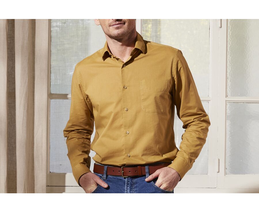 Chemise coton lin Caramel - Poche poitrine - SYLBERT