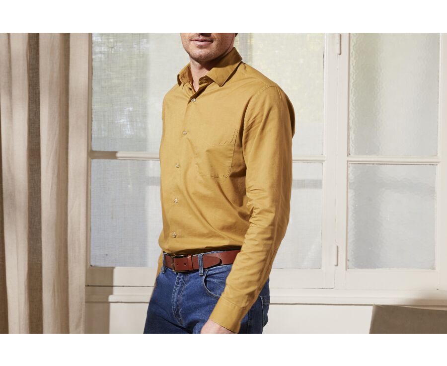 Chemise coton lin Caramel - Poche poitrine - SYLBERT