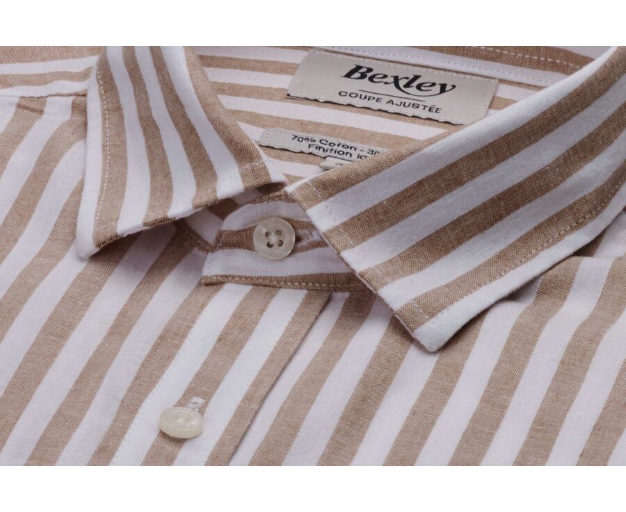 Chemise à rayures Camel et Blanc - SIMONIN