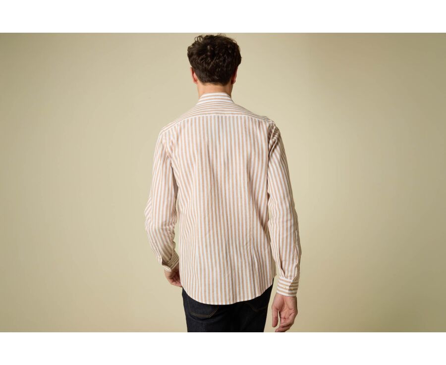 Chemise à rayures Camel et Blanc - SIMONIN