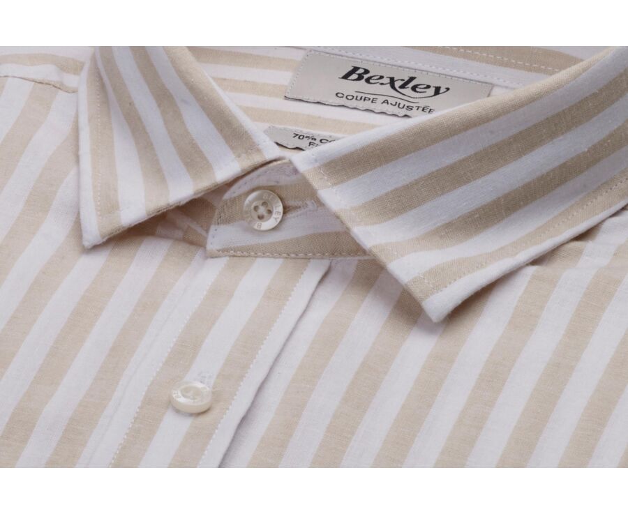 Chemise à rayures Beige Foncé et Blanc - SIMONIN