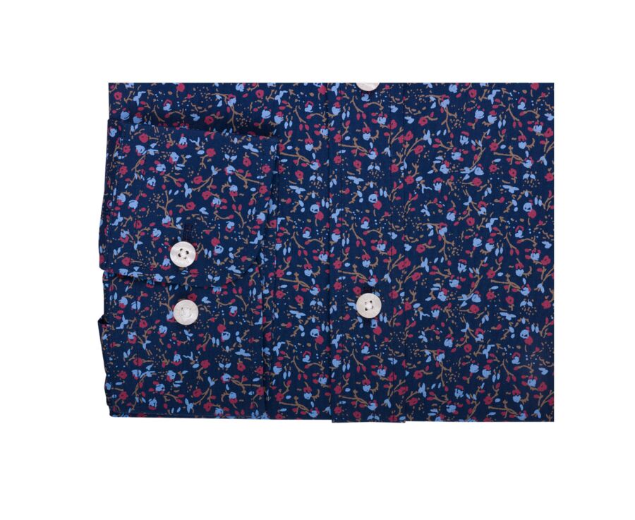 Chemise homme bleue foncée à motif floral rouge et bleu - GASSIEN