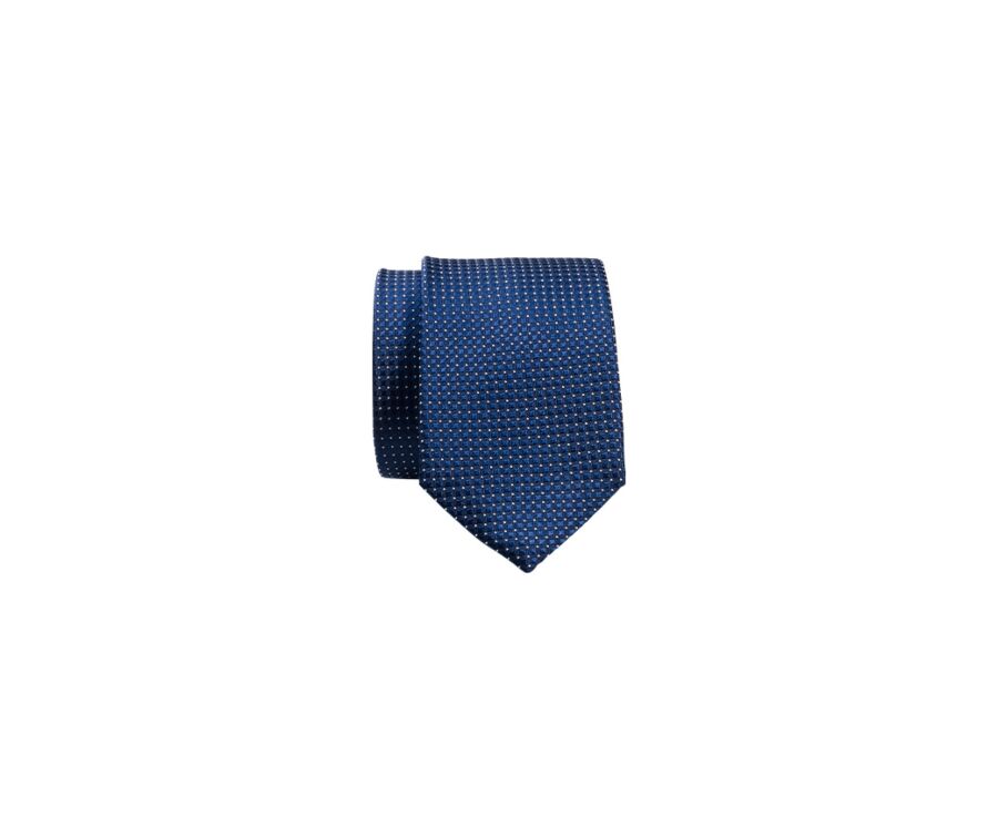 Cravate homme Soie bleue pétrole motif Carré blanc