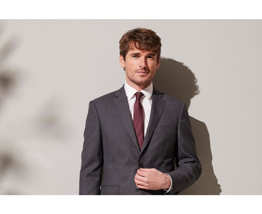 Cravate homme soie Bordeaux et Blanc