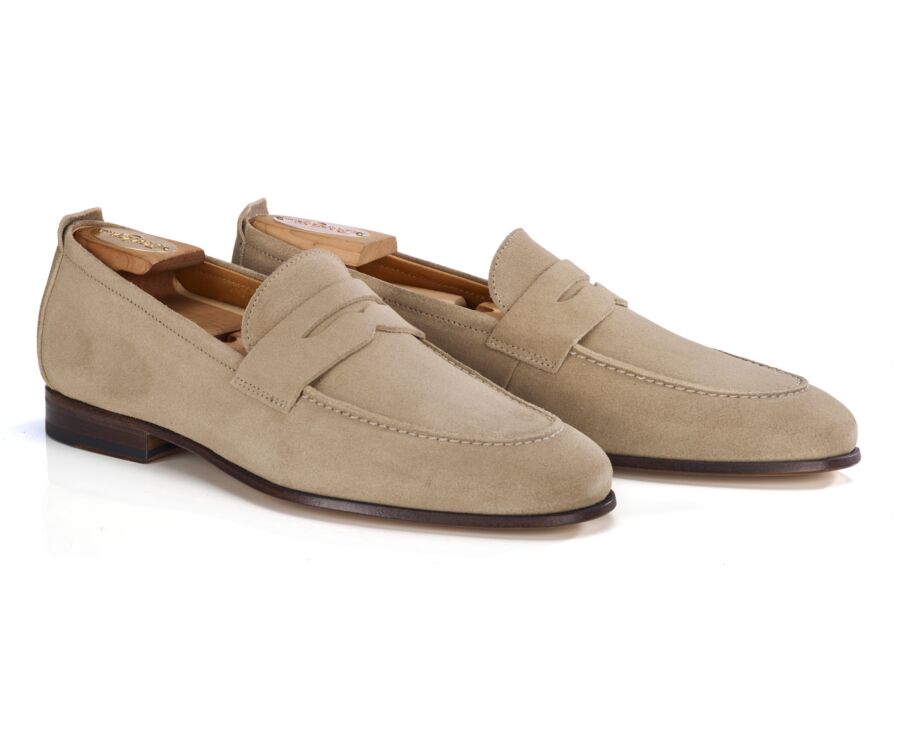 Mocassin homme beige foncé en velours - CEVIO