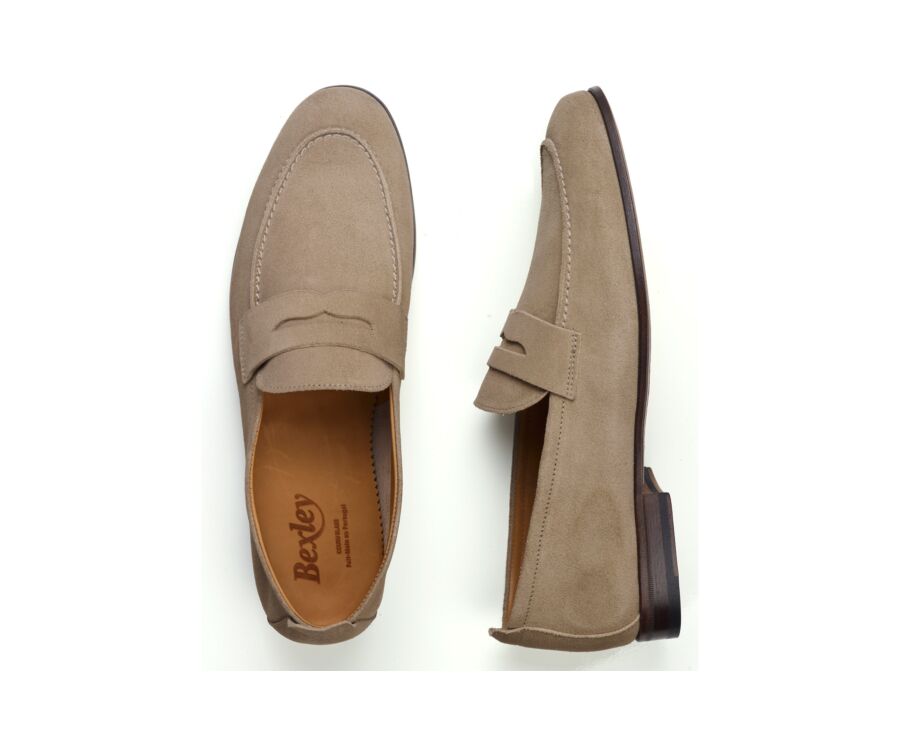 Mocassin homme beige foncé en velours - CEVIO