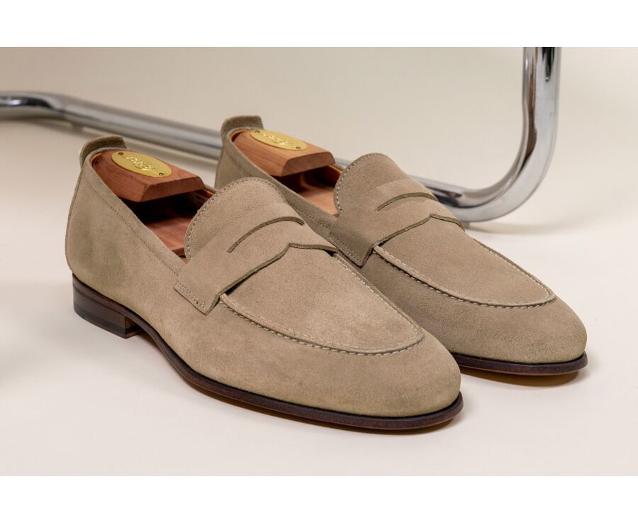 Mocassin homme beige foncé en velours - CEVIO