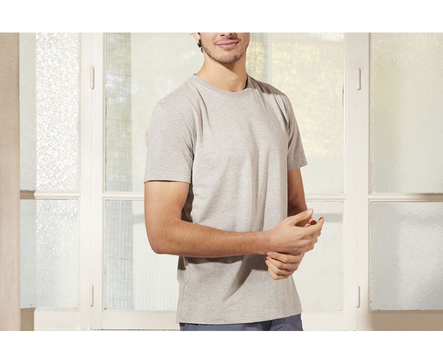 Tee-shirt coton bio uni Gris chiné clair - EDGAR III