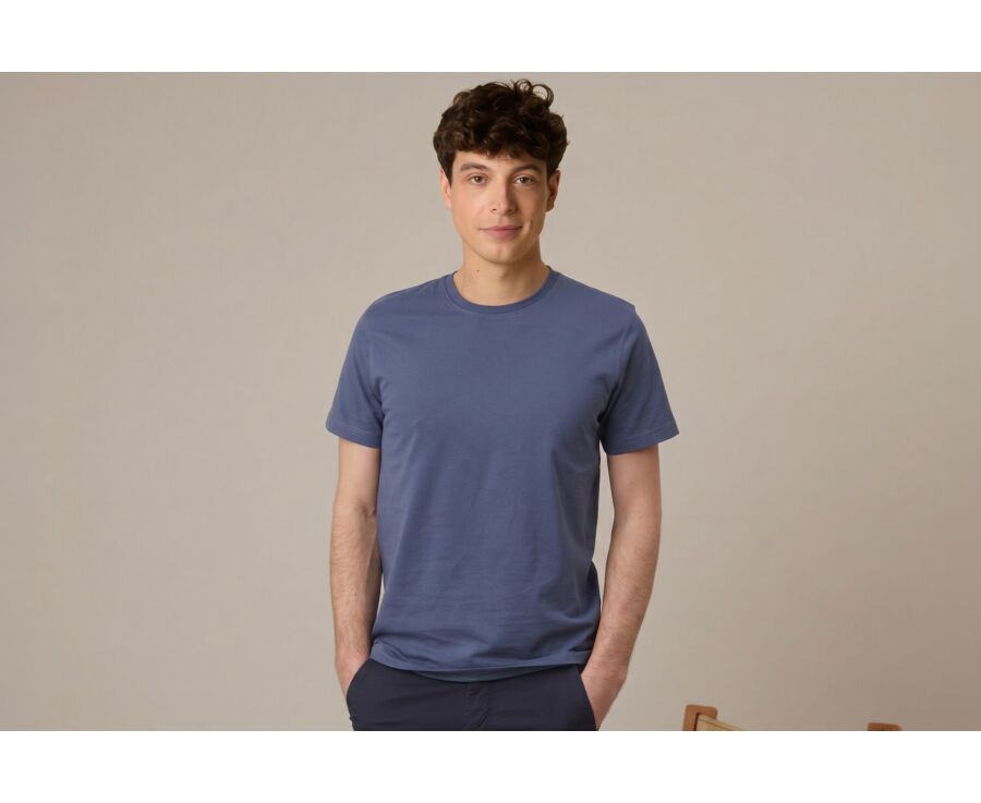 Tee-shirt coton bio uni Bleu Gris - EDGAR III