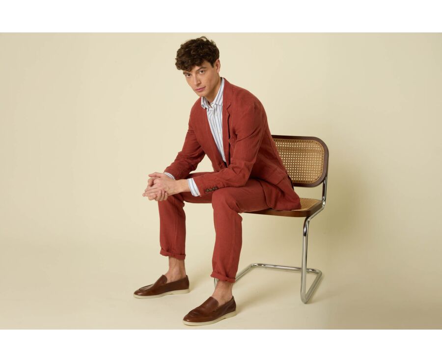 Blazer lin homme Terracotta