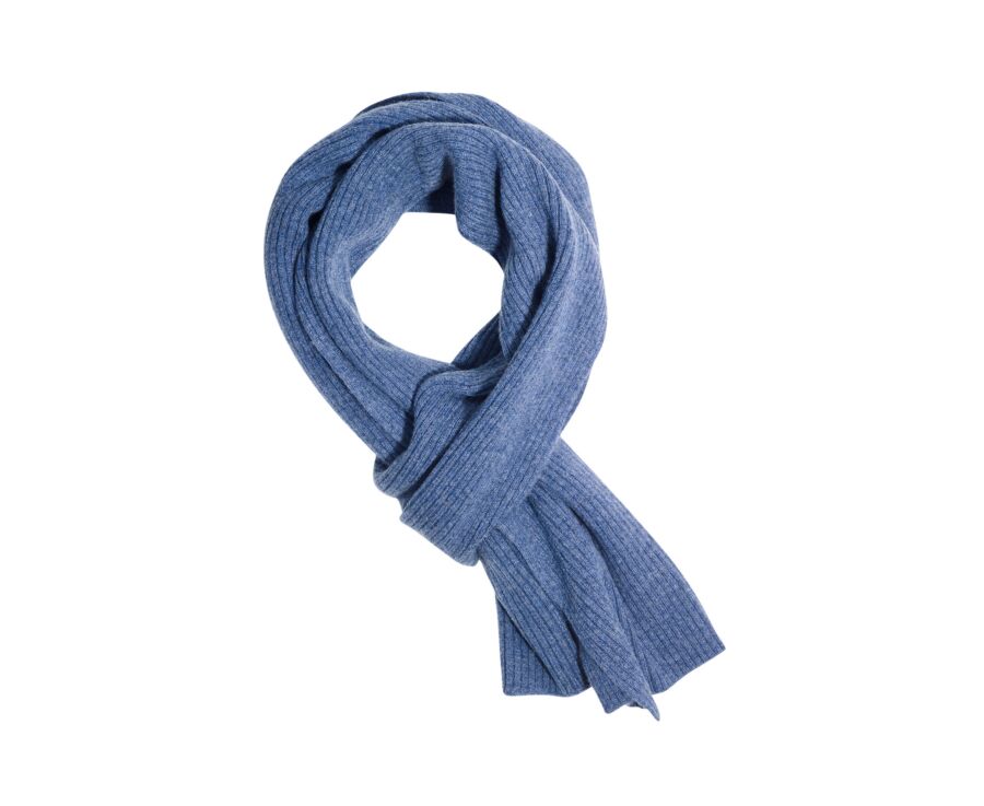 Écharpe homme bleu foncé chiné en lambswool