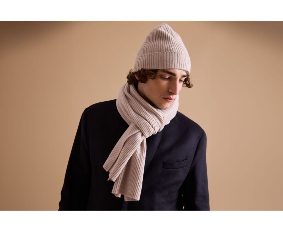 Écharpe Laine Homme Beige Clair