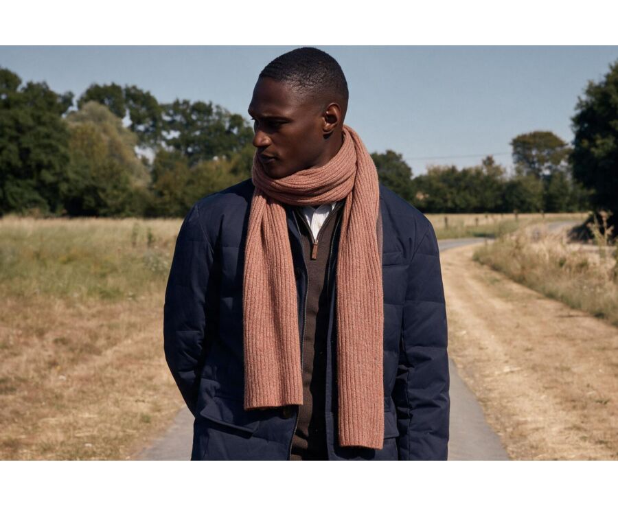 Écharpe homme rouille chiné en lambswool