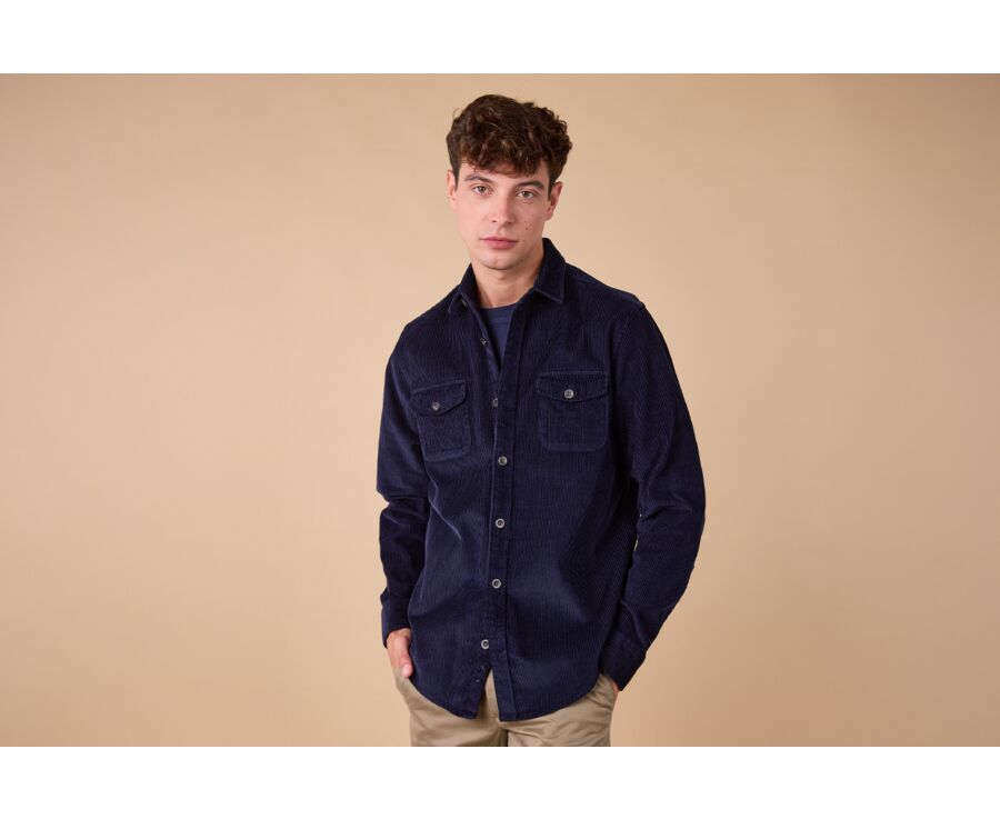 Surchemise en velours Navy - VICTORIN