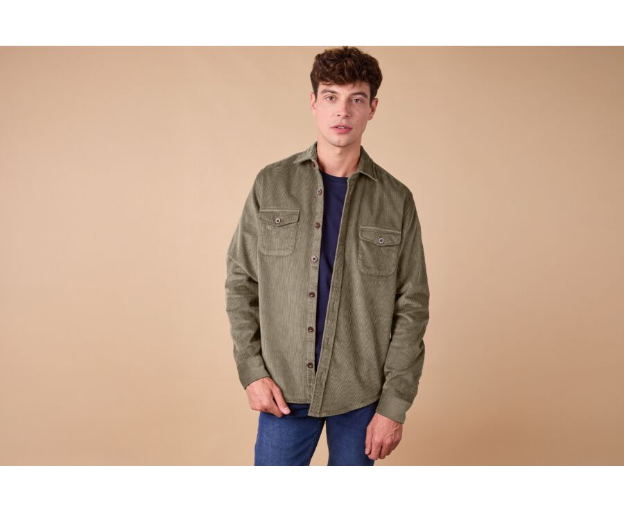 Surchemise en velours Vert Army - VICTORIN