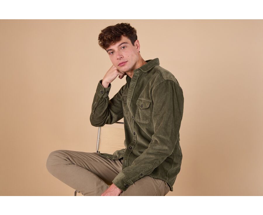 Surchemise en velours Vert Army - VICTORIN