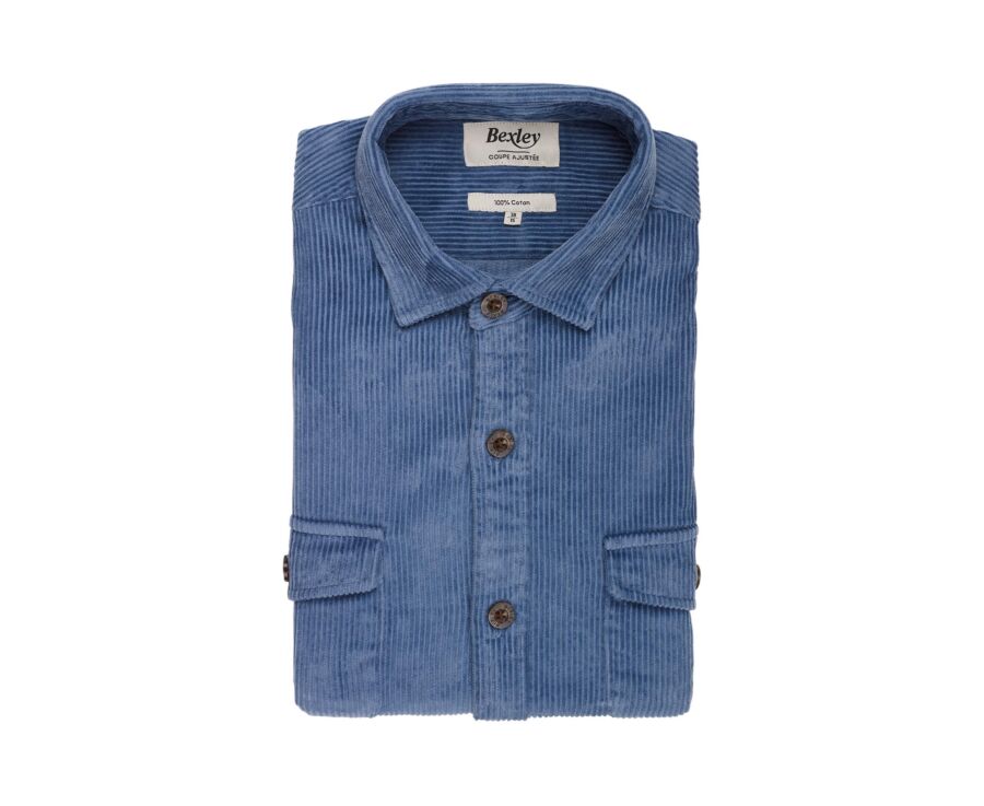 Surchemise homme bleu acier en velours côtelé - VICTORIN