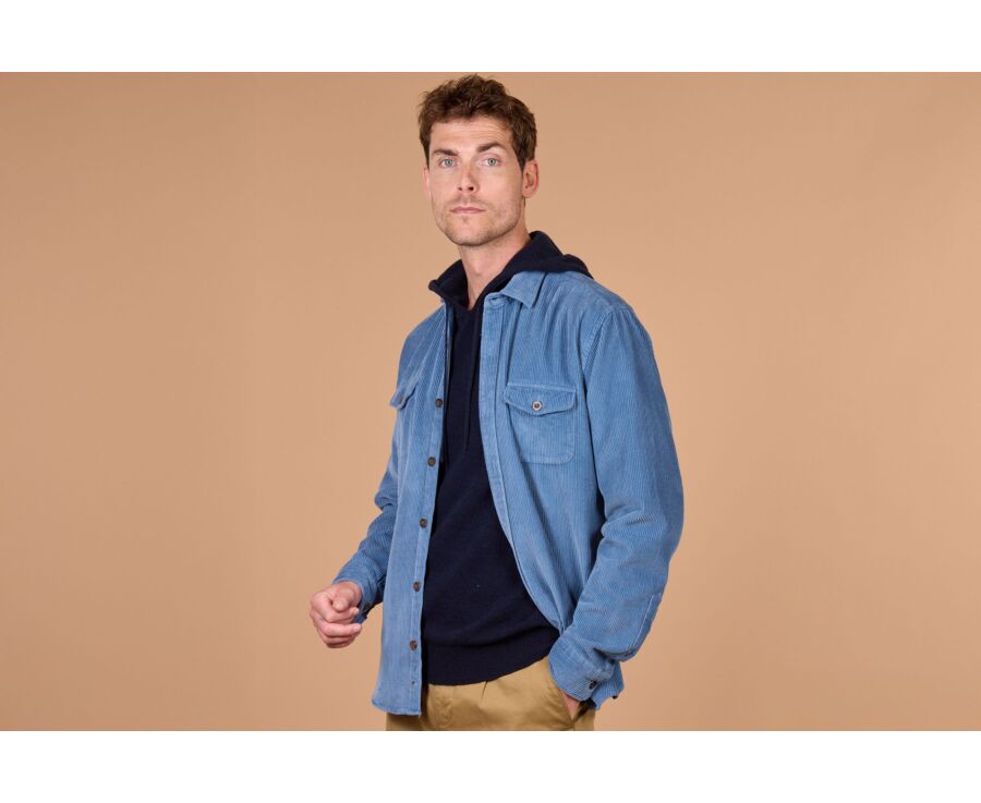 Surchemise homme bleu acier en velours côtelé - VICTORIN