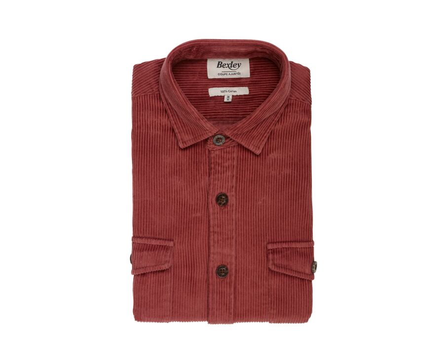 Surchemise homme vieux rose en velours côtelé - VICTORIN