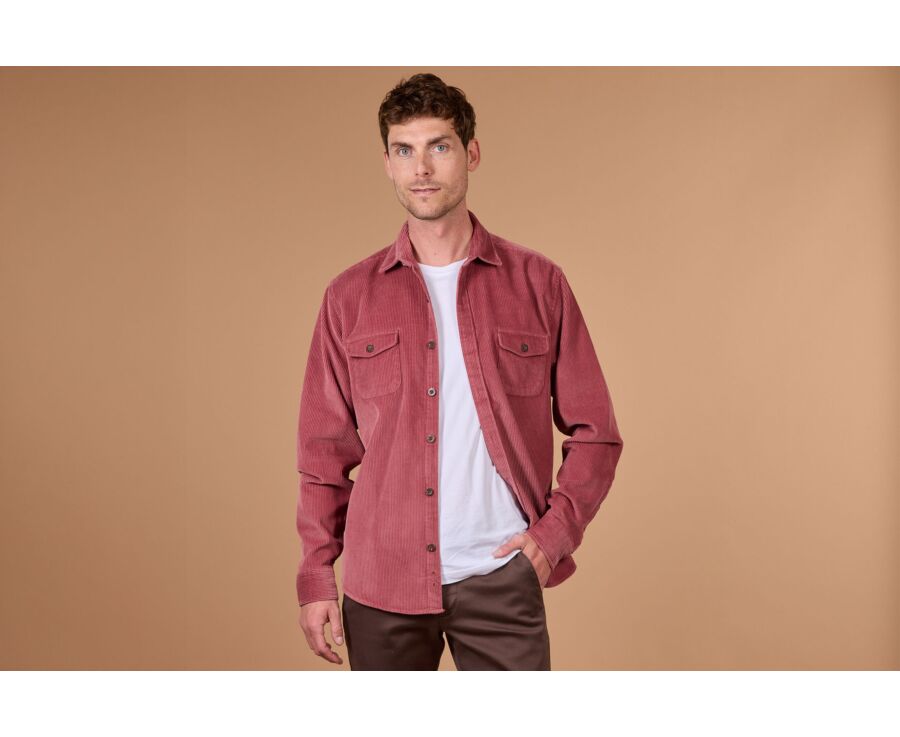 Surchemise homme vieux rose en velours côtelé - VICTORIN