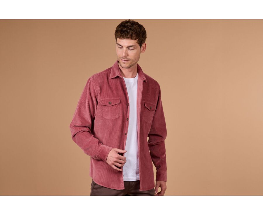 Surchemise homme vieux rose en velours côtelé - VICTORIN