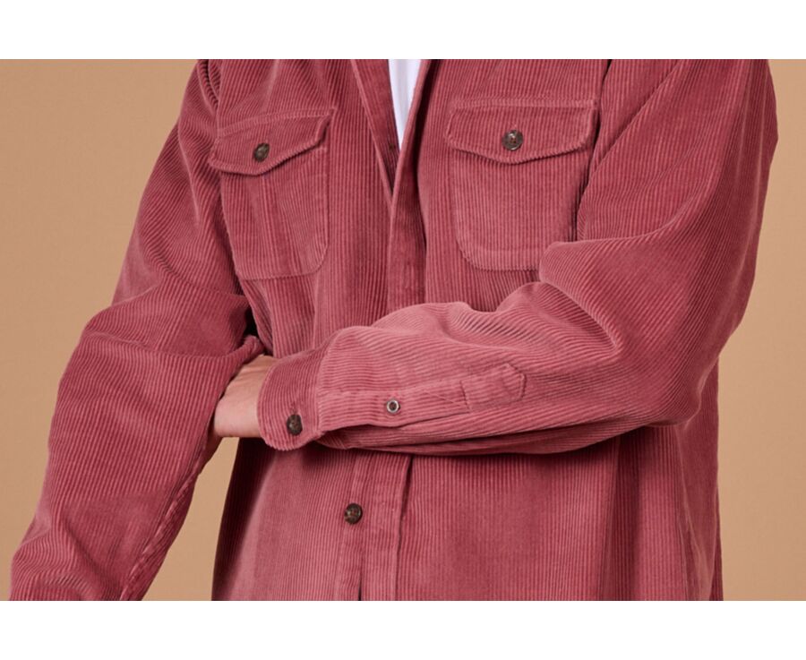 Surchemise homme vieux rose en velours côtelé - VICTORIN