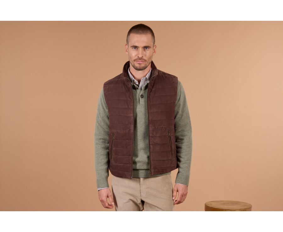 Doudoune homme sans manche en velours chocolat - NIKLAS