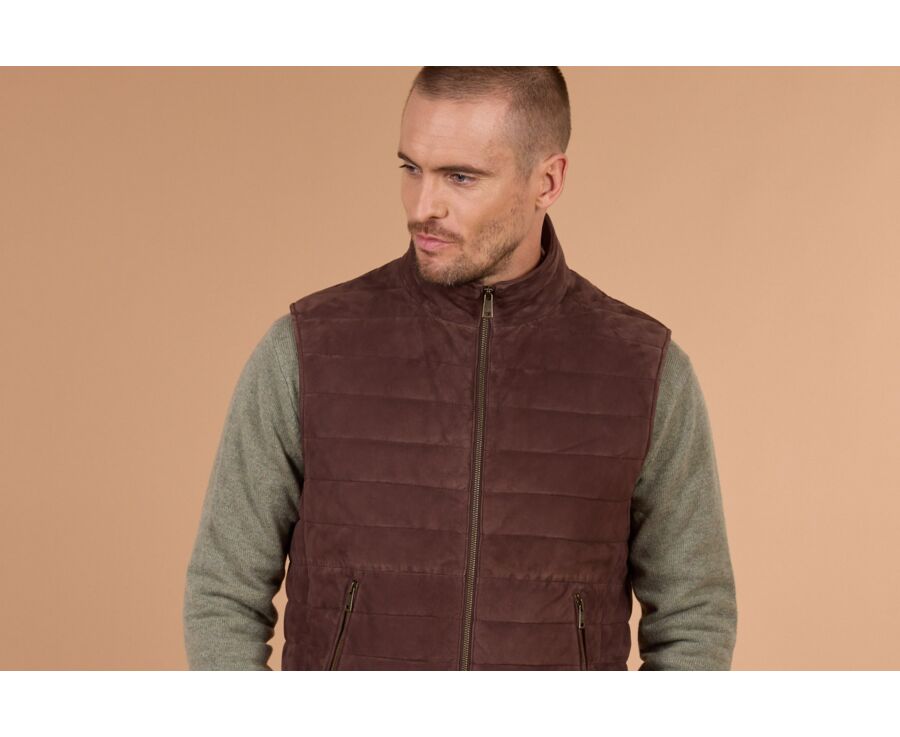 Doudoune homme sans manche en velours chocolat - NIKLAS