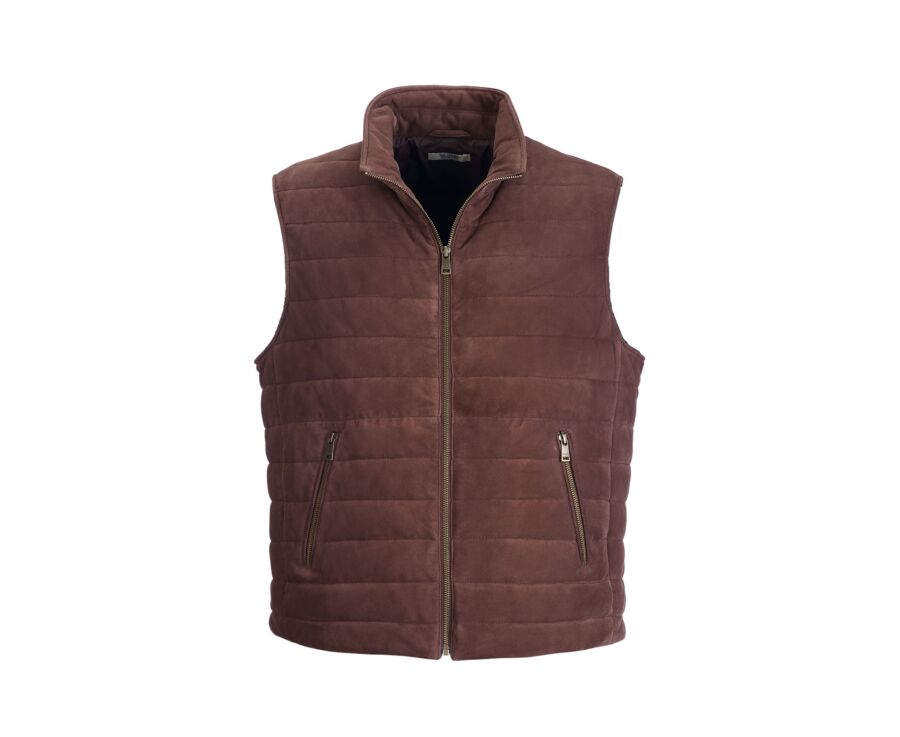 Doudoune homme sans manche en velours chocolat - NIKLAS