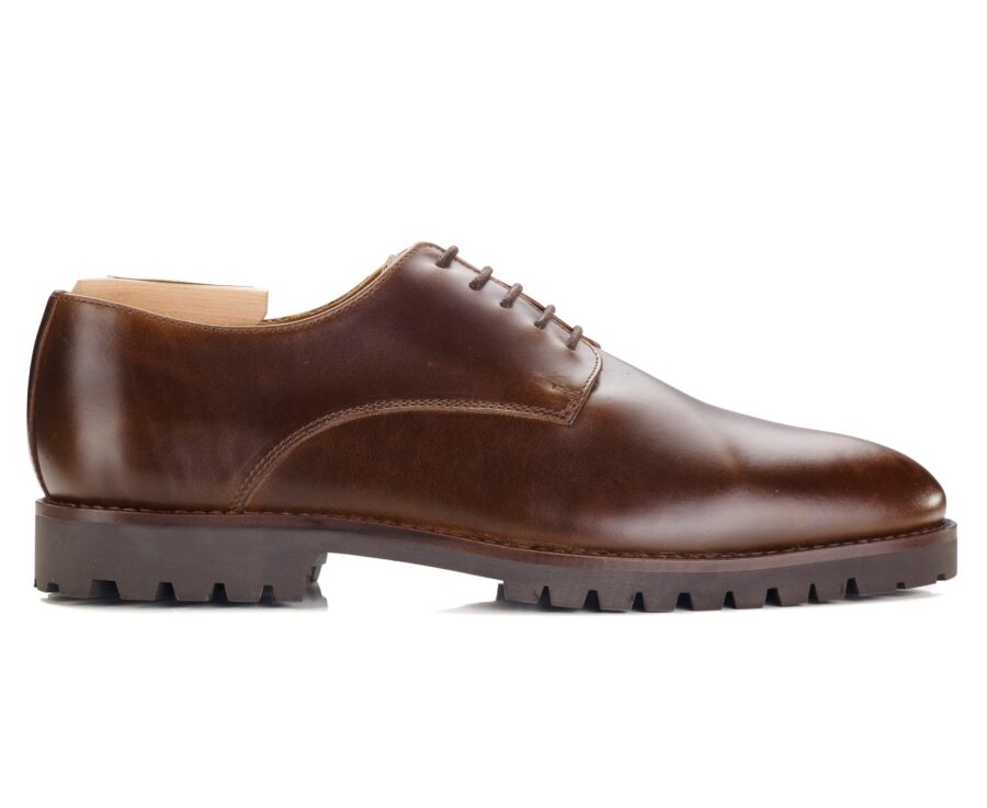 Derbies homme Chocolat semelle gomme crantée - BUSHEY GOMME