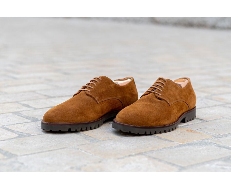 Derbies homme Velours Chamois semelle gomme crantée - BUSHEY GOMME