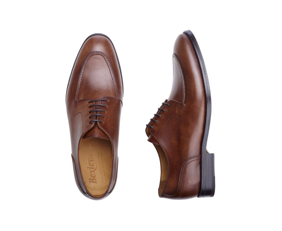 Derbies Cognac patiné homme semelle cuir - STOCKWOOD