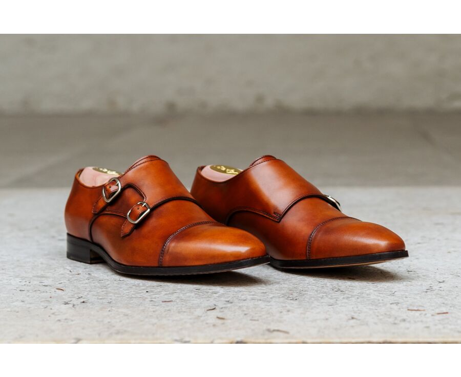 Chaussures homme double boucle Gold Patiné - CHEDINGTON
