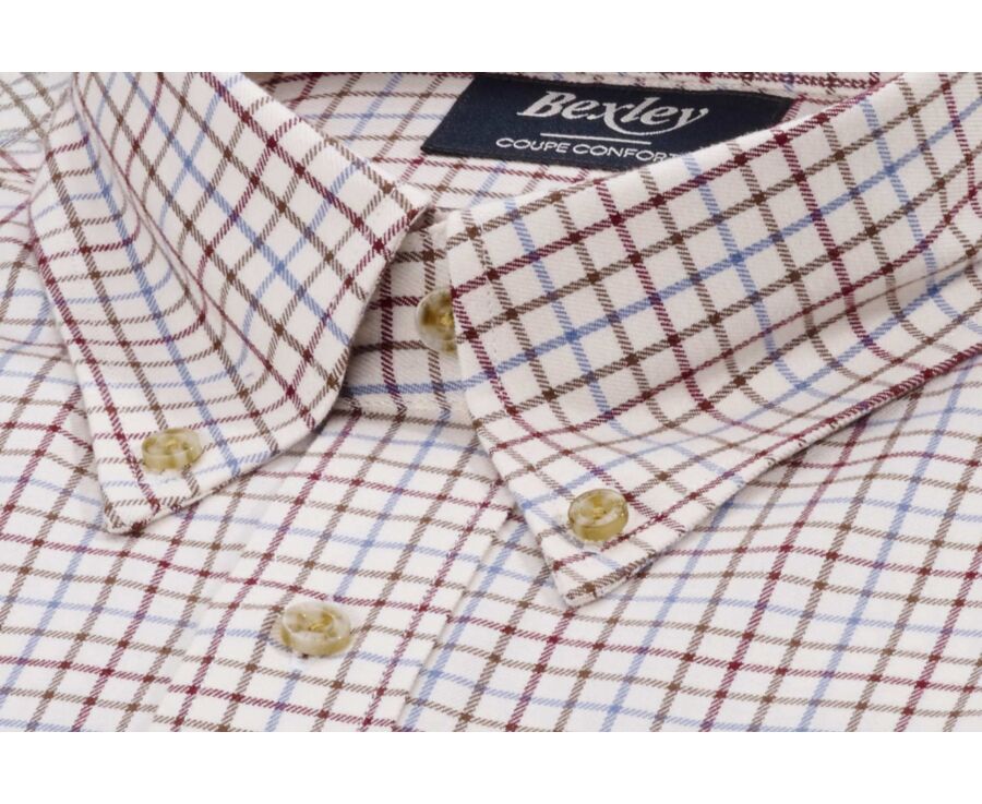 Chemise Beige twill à carreaux - Poche poitrine - BENETTH