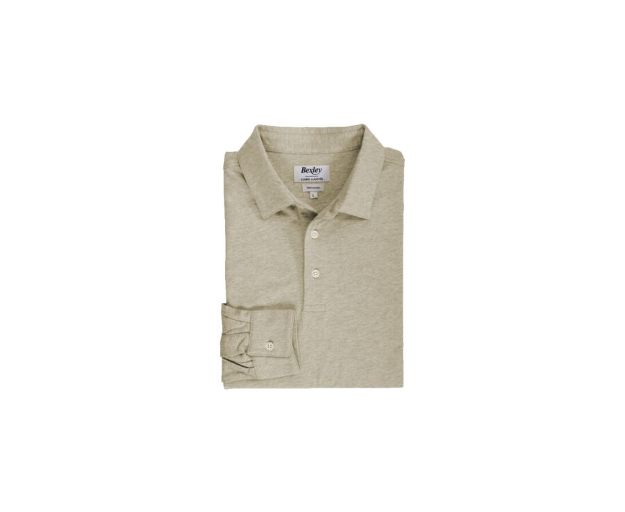 Polo manches longues homme Taupe Clair chiné - AIDEN ML