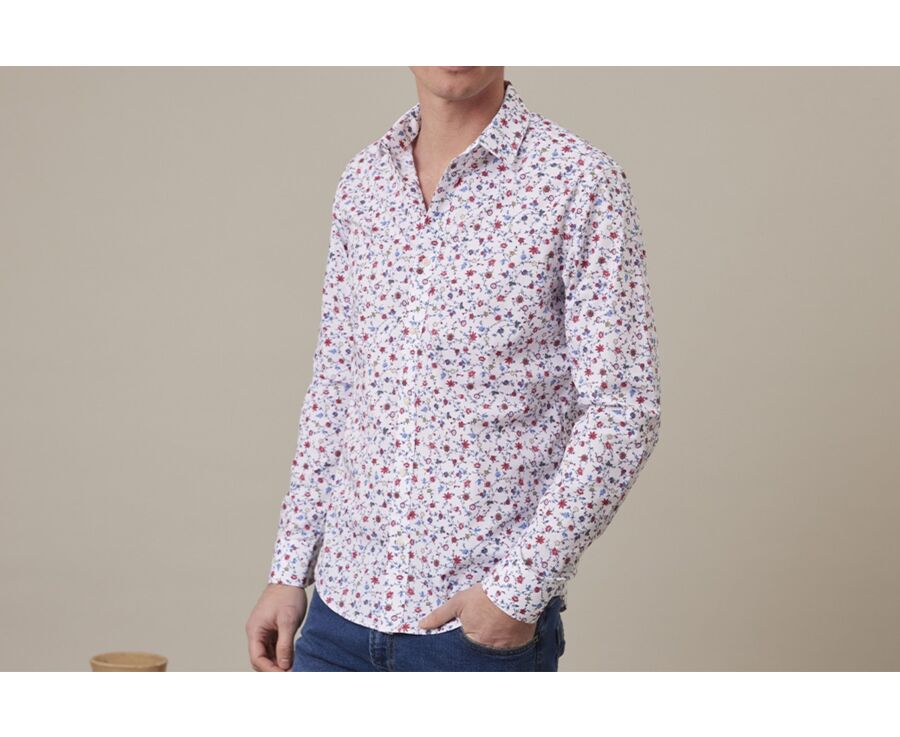 Chemise imprimée bleu rouge et beige - RODÉRIC