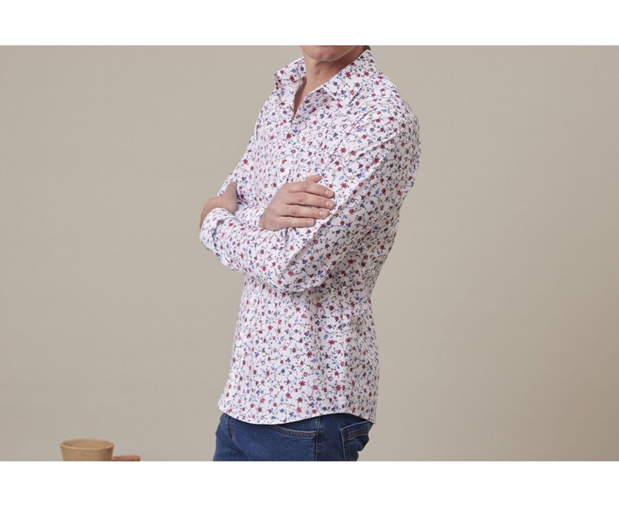 Chemise imprimée bleu rouge et beige - RODÉRIC