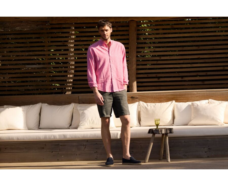 Bermuda lin Olive foncé - BORYS