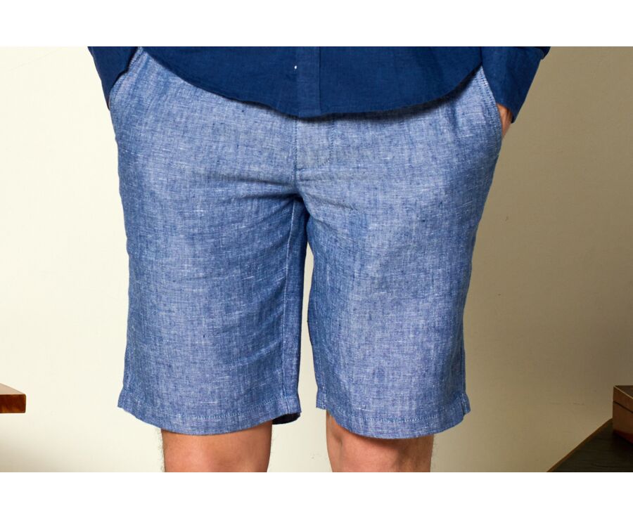 Bermuda lin Chambray Bleu - BORYS