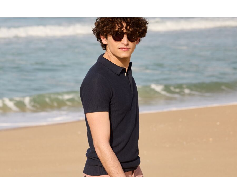 Polo homme texturé Bleu Pétrole - BRAIDEN