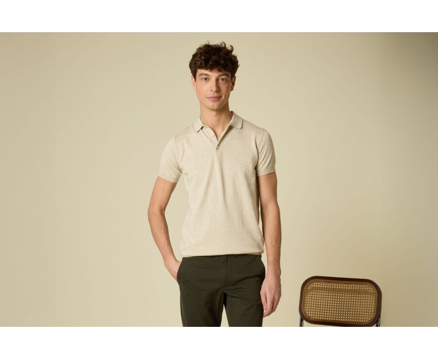 Polo habillé homme Beige Chiné - BRAIDEN