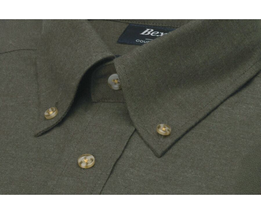Chemise homme unie vert foncé en flanelle - ANDER