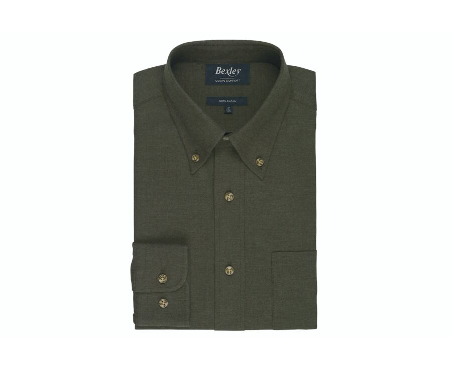 Chemise homme unie vert foncé en flanelle - ANDER