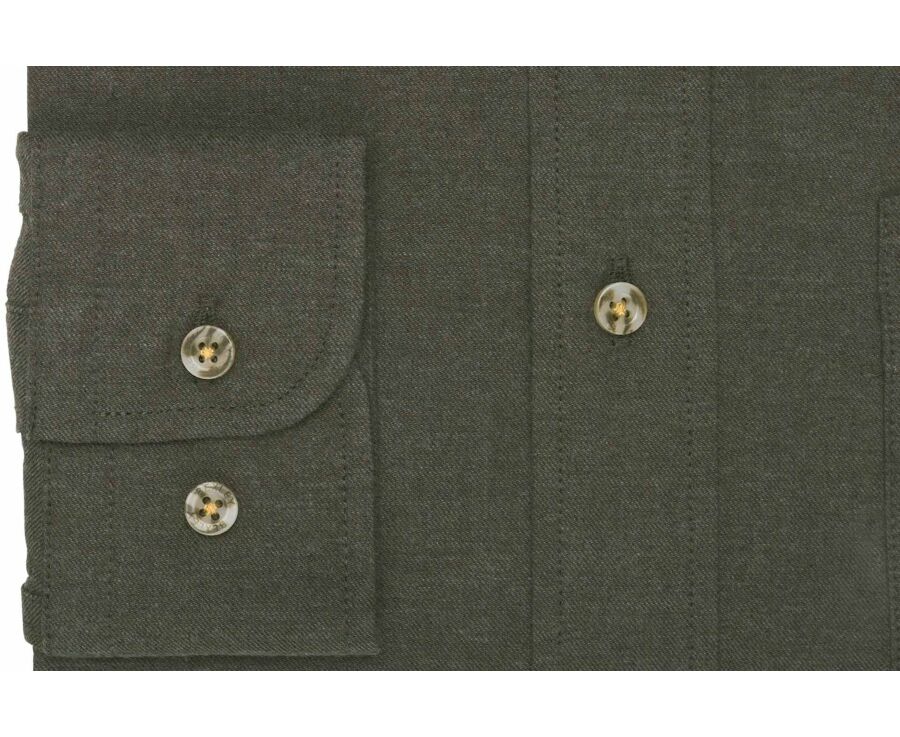 Chemise homme unie vert foncé en flanelle - ANDER