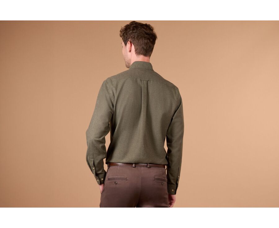 Chemise homme unie vert foncé en flanelle - ANDER
