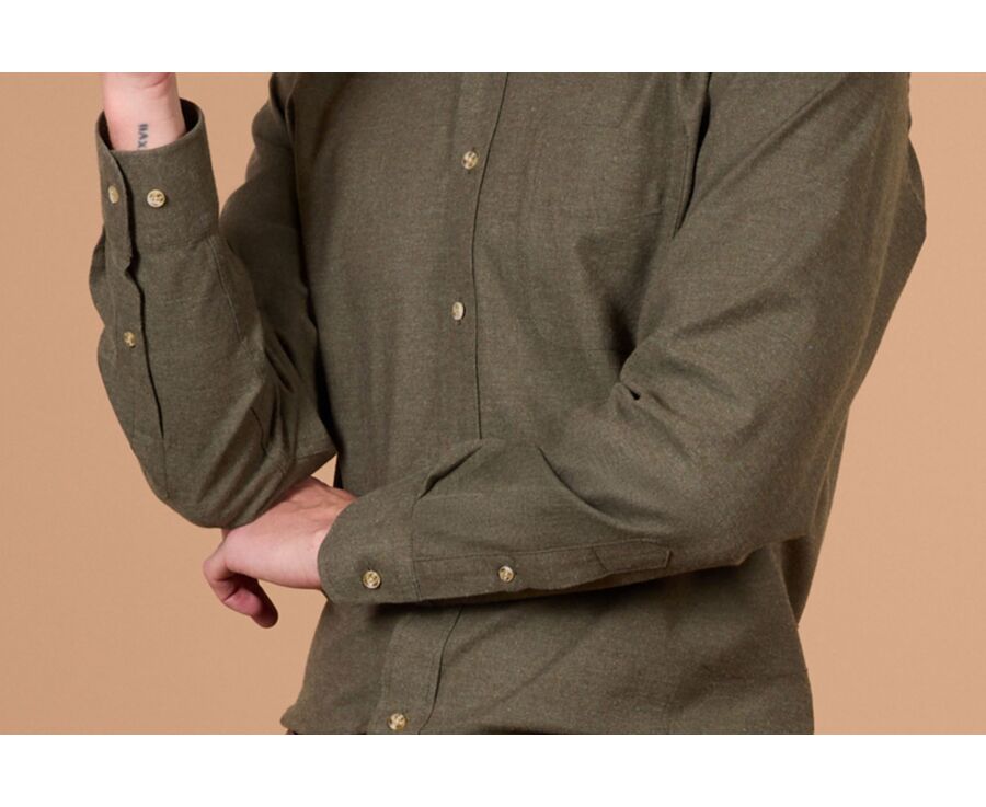 Chemise homme unie vert foncé en flanelle - ANDER