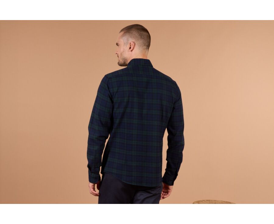 Chemise flanelle Navy et Vert Foncé - Poche poitrine - ANDRICK