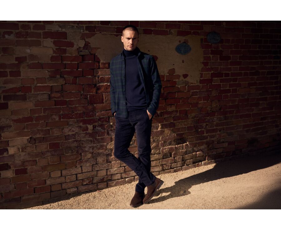 Chemise flanelle Navy et Vert Foncé - Poche poitrine - ANDRICK