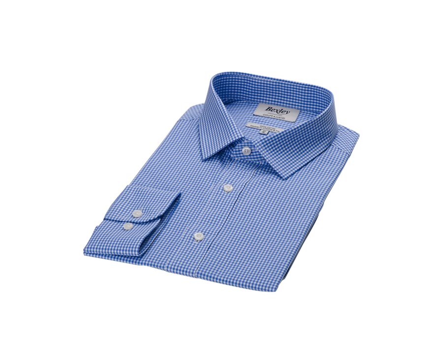 Chemise coton bleu clair et Blanc - Col français - VALAIRE